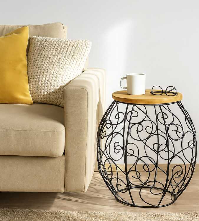 Mesa de ferro fundido com madeira artesanal 