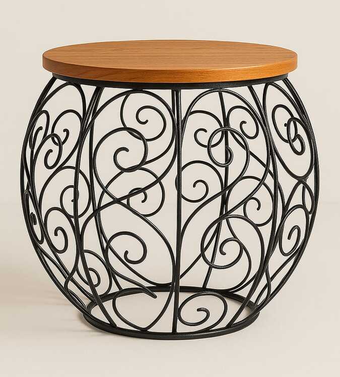 Mesa de ferro fundido com madeira artesanal 