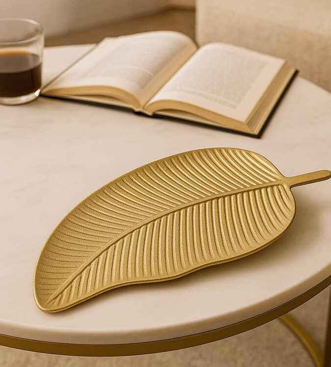 Bandeja Decorativa Folha Dourada 