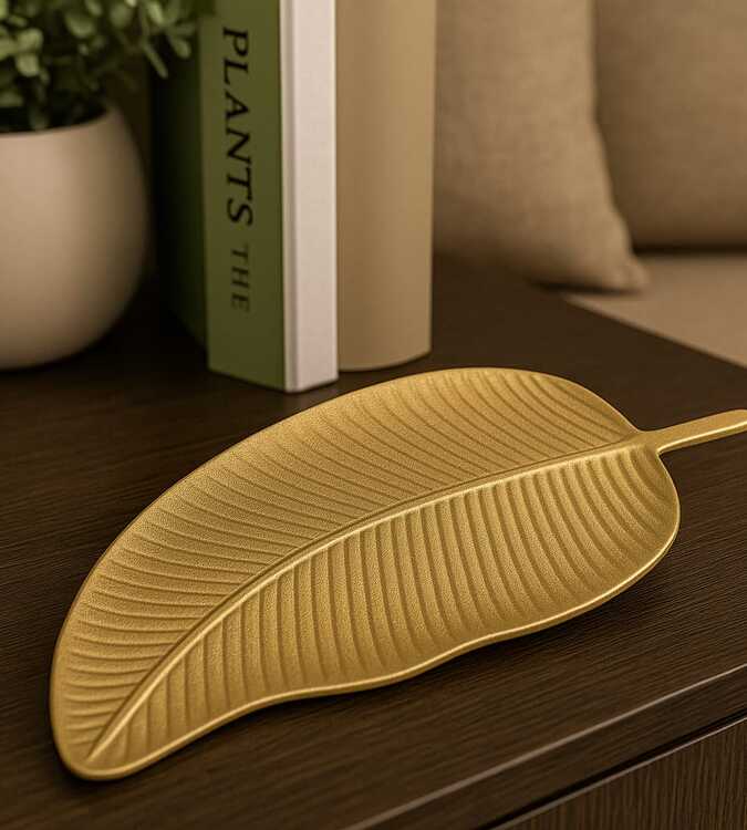 Bandeja Decorativa Folha Dourada 