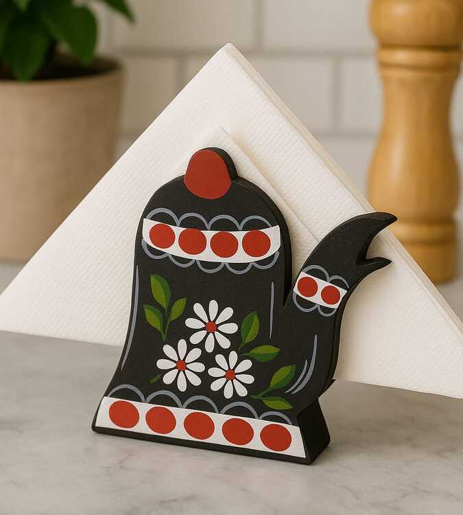 Porta guardanapo madeira decorado a mão 