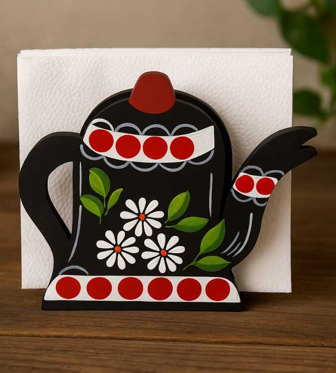 Porta guardanapo madeira decorado a mão 