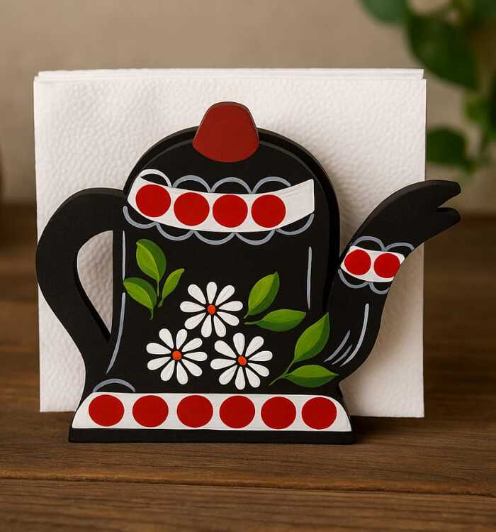 Porta guardanapo madeira decorado a mão 