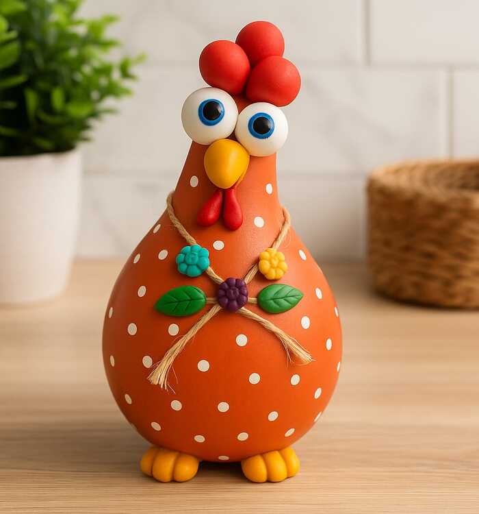 Galinha Decorativa em Cabaça