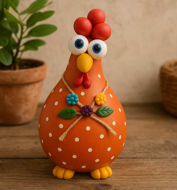 Galinha Decorativa em Cabaça