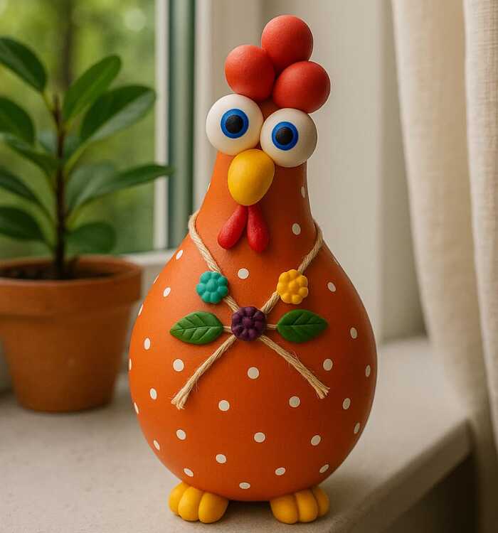 Galinha Decorativa em Cabaça