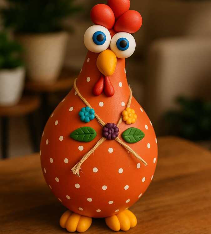 Galinha Decorativa em Cabaça
