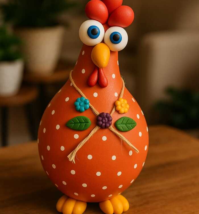 Galinha Decorativa em Cabaça