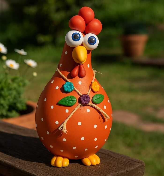 Galinha Decorativa em Cabaça