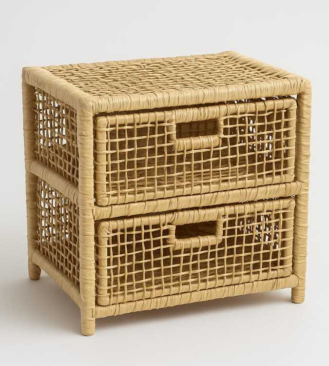 Organizador Artesanal com 2 Gavetas em Fibra Natural