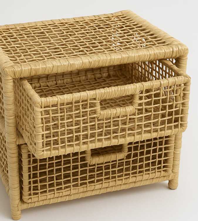 Organizador Artesanal com 2 Gavetas em Fibra Natural