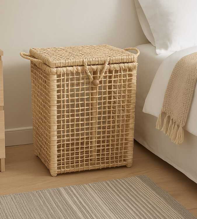 Cesto Artesanal com Tampa em Fibra Natural - Estilo Rústico e Sofisticado