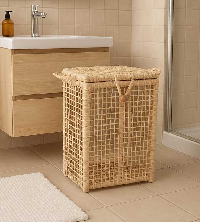 Cesto Artesanal com Tampa em Fibra Natural - Estilo Rústico e Sofisticado