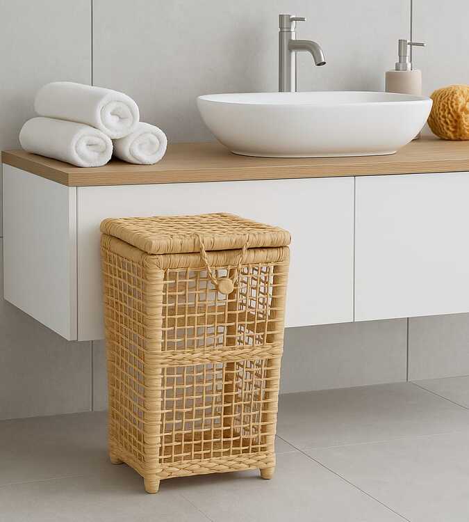 Cesto Artesanal em Palha Natural com Tampa 