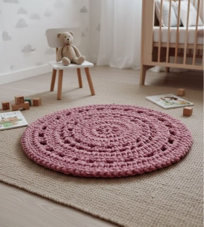 Tapete de crochê, fio de malha