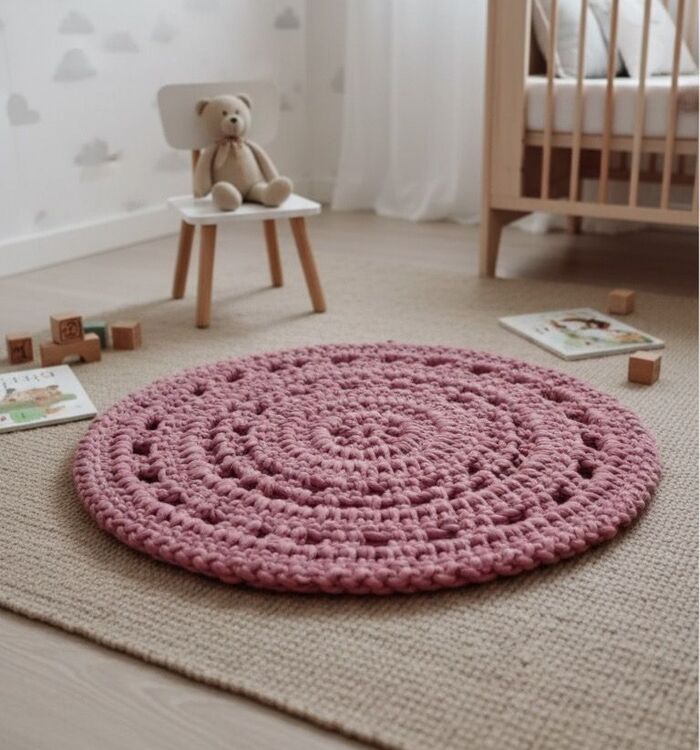 Tapete de crochê, fio de malha