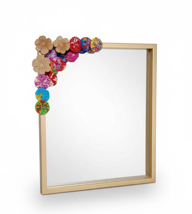 Espelho Metalizado Com Enfeite Flor