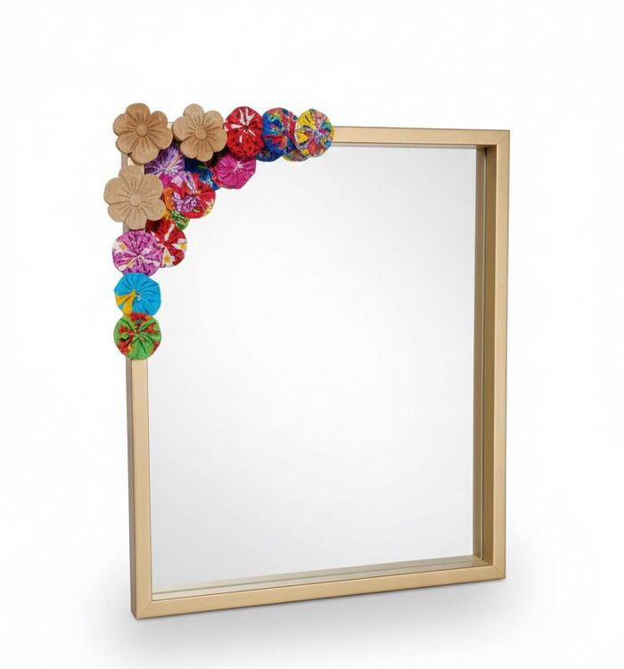 Espelho Metalizado Com Enfeite Flor