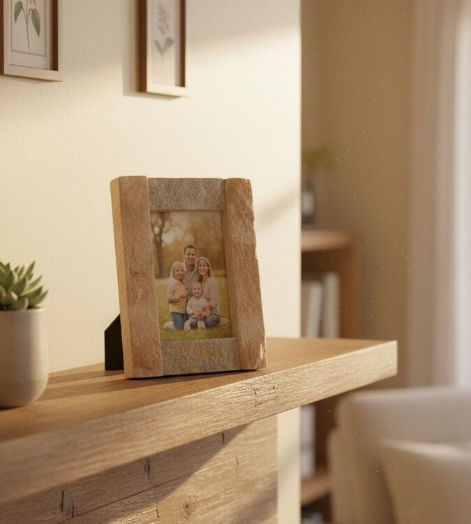 Porta Retrato Pedra De Sabão Rústico 