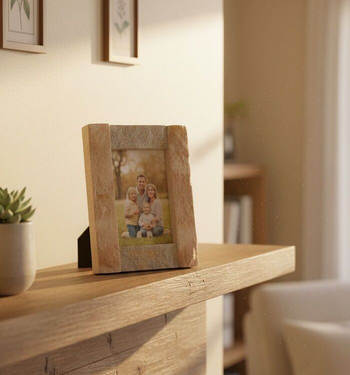 Porta Retrato Pedra De Sabão Rústico 