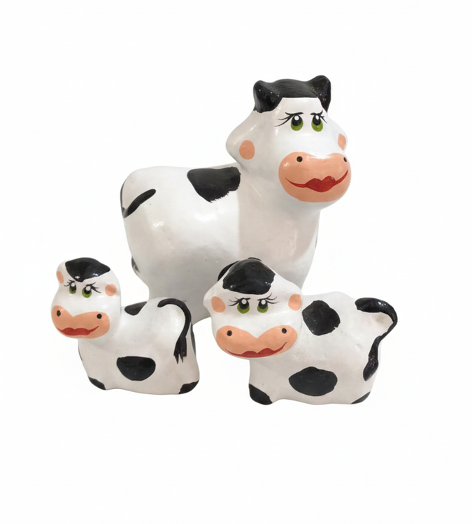 Kit Decorativo Vaquinhas de Cerâmica