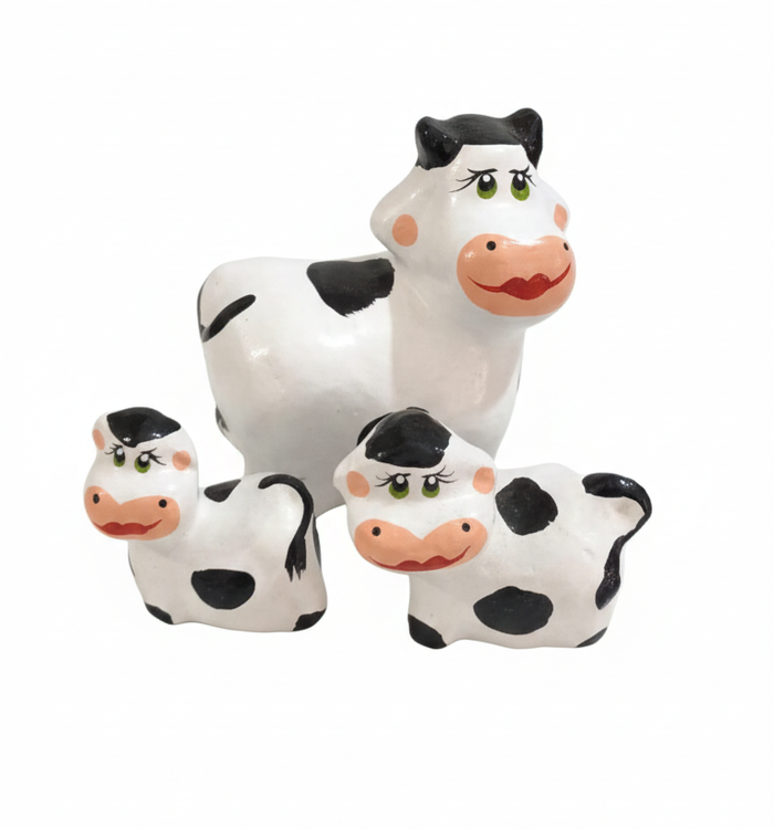 Kit Decorativo Vaquinhas de Cerâmica