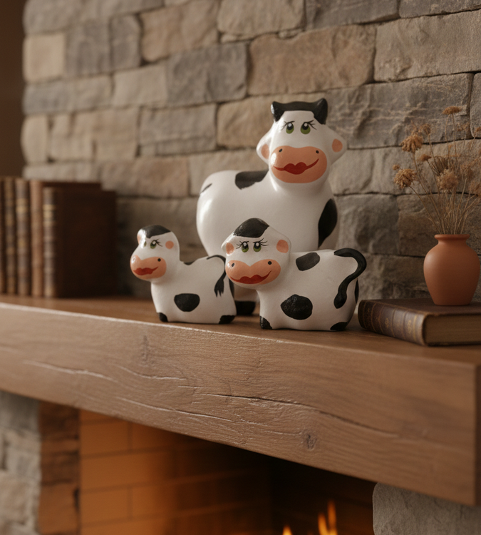 Kit Decorativo Vaquinhas de Cerâmica